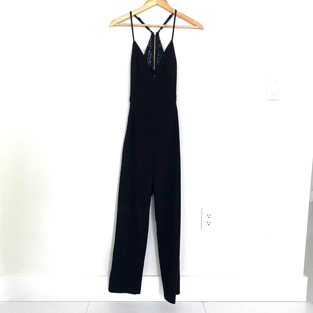 Emerald Sundae Women Black Sleeveles Jumpsuit Lace And Zipper On The Back Size M